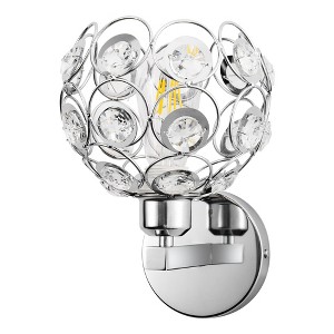 YANSUN 6.7 in. 1-Light Brushed Nickel Wall Sconce,with Crystal Dome Shade for Living Room Foyer - 1 of 1