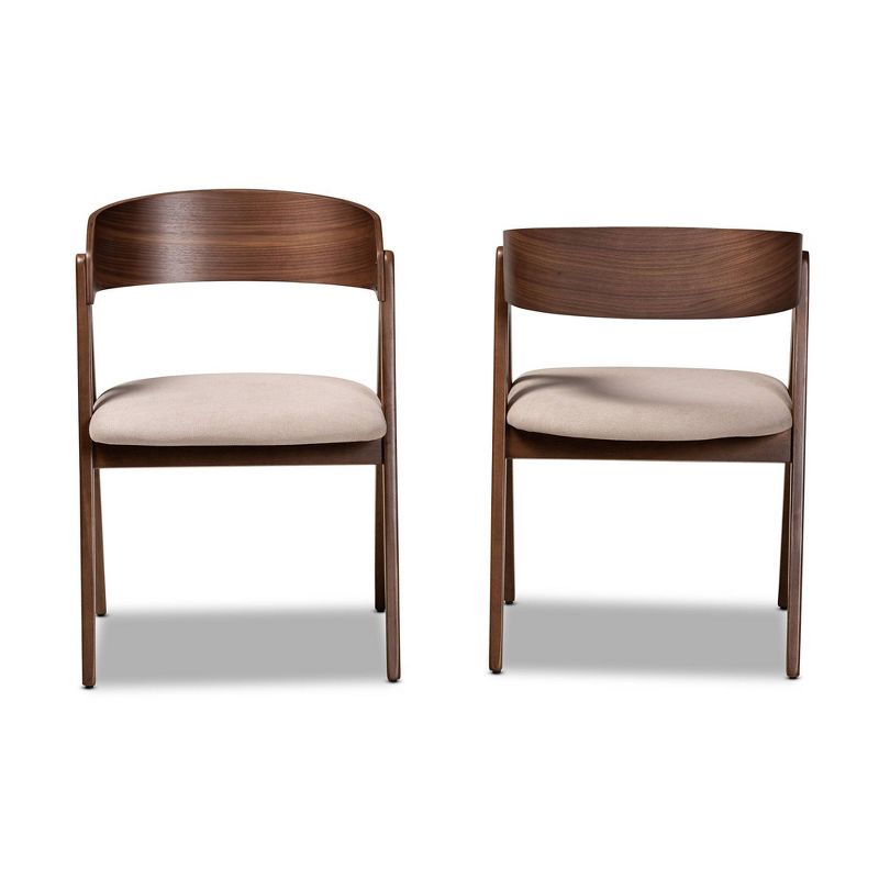 2pc Danton Fabric Upholstered Wood Dining Chair Set - Baxton Studio, 3 of 11
