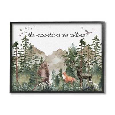 Stupell Mountains Are Calling Kids Animals Framed Giclee