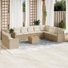 vidaXL Patio Sofa Set with Cushions Outdoor Furniture 11 Piece Poly Rattan - Beige and Cream - 2 of 4