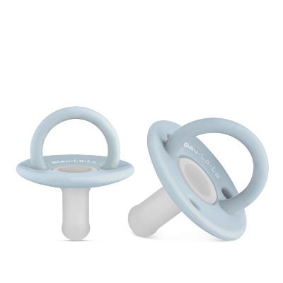 Image of Lulababe Pacifer - Set of Soft Two Tone Pacifier for Newborns Infants and Babies (0-12 Months) - Sky Blue + Dove Grey, Stage 1: 0-12m