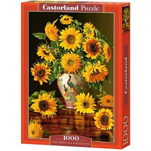 1000 Piece Jigsaw Puzzle, Sunflowers in a Peacock Vase, Christopher Pierce, Flower and plants Puzzle, Painting Puzzle, Castorland C-103843-2 - 1 of 4