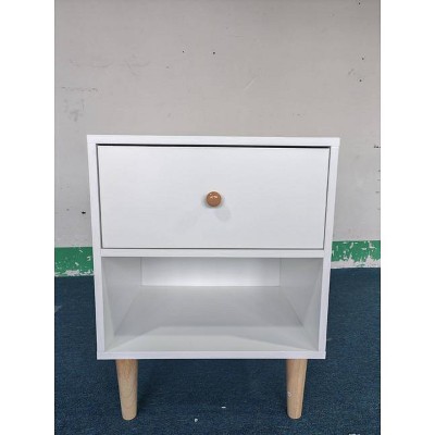 DOMETOUR 23.22''H Wooden Nightstand with One Drawer One Shelf for Kids, Adults, White