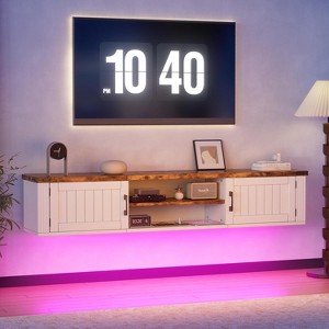 PAKASEPT Floating TV Stand for TVs up to 80 Inch, Wood Floating TV Shelf with LED Light, 63'' Wall Mounted TV Stand for Living Room - 1 of 4