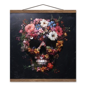 Creative Products Floral Skull Painting 16 x 16 Teak Hanging Canvas - 1 of 3