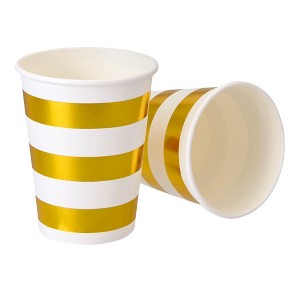 Silver Spoons Elegant Disposable Coffee Cups, Heavy Duty Drinking Hot Cups, 9 oz., (18 PC), Stripe Collection	 - 1 of 2