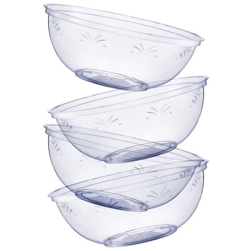 Crown Display 4 Pack Clear Disposable Round Salad Bowls Serving Bowl with Leaf indentation, 2 of 9