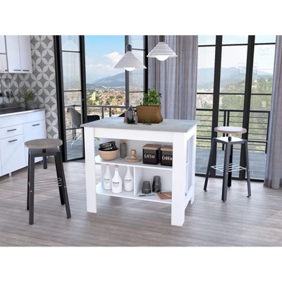 NicBex Mobile Kitchen Island Cart Morden Kitchen Carts with Storage, 3 Shelves and Spacious Top Surface for Kitchen