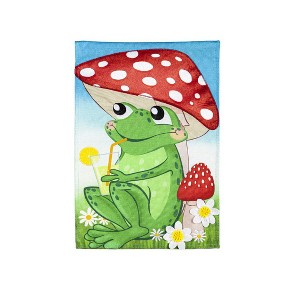 Evergreen Garden Flag Frog Under Mushroom Burlap Double Sided Indoor Outdoor Decor 18" x 12.5" - 1 of 2