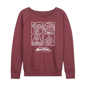 Women's - Avatar: The Last Airbender - Four Elements Inverse Lightweight French Terry Wide Neck Long Sleeve Shirt - 1 of 4