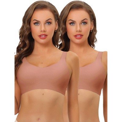 Allegra K Women's Adjustable Wide Straps No Show Smooth Comfort Wireless Minimizers Bras 2 Pcs