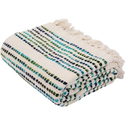 Landra Fringe Throw Blanket - Blue/White - 60" x 72" - Safavieh