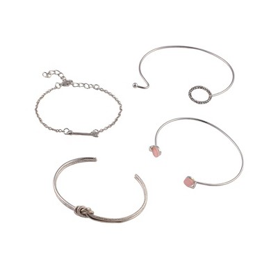 SOHI Women's Metallic Silver The Duello Multi-Layer Bracelet