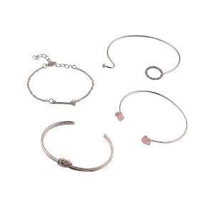 SOHI Women's Metallic Silver The Duello Multi-Layer Bracelet - 1 of 4