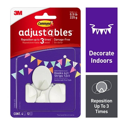 Command 1/2lb Adjustables Repositionable Quartz Decorative Hooks