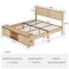 Homhougo Natural Rattan King Size Bed Frame with Sliding Barn Door Storage Cabinets and Headboard Ivory - 2 of 4