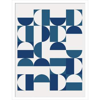 19" x 25" Bauhaus Inspired Geometric Print I in Blue and Teal by The Creative Bunch Studio Wood Framed Wall Art Print - Amanti Art