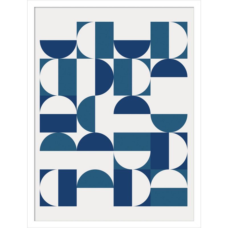 19&#34; x 25&#34; Bauhaus Inspired Geometric Print I in Blue and Teal by The Creative Bunch Studio Wood Framed Wall Art Print - Amanti Art, 1 of 11