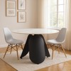 HomeRoots 48" White and Black Faux Marble and Steel Pedestal Base Round Top Dining Table - 2 of 4