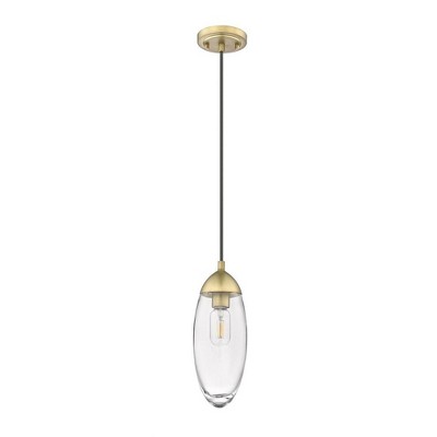 Arden Teardrop Pendant Light in Rubbed Brass with Glass Shade