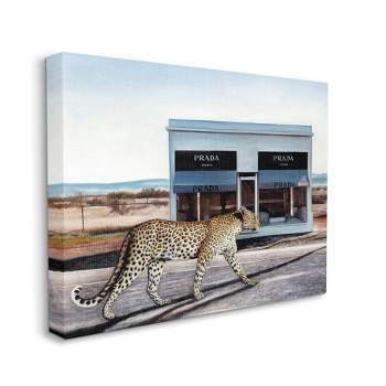 Stupell Industries Fashion Store Cheetah Walk Safari Animal Blue Brown