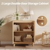 34.5" Fluted Sideboard Buffet Cabinet, Modern Accent Cabinet Console Table with 2 Doors & Adjustable Shelf for Living Room Entryway Kitchen, Natural - 3 of 4