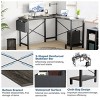 L Shaped Computer Office Desk -Wooden Desktop With Metal Frame,Wooden Table With Cpu Storage Shelf And Side Bag-Cuddlewood - 3 of 4