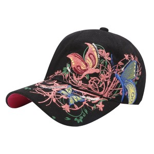 Anna-Kaci Women's Embroidered Butterfly Baseball Cap with Floral Sequin Accents and Curved Brim for Artistic Casual Style - 1 of 4