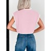 Coolmee Women's Cap Sleeve Crop Tops Summer High Neck Contrast Color Sweater Vest Ribbed Knit Sleeveless Tank Top - 4 of 4