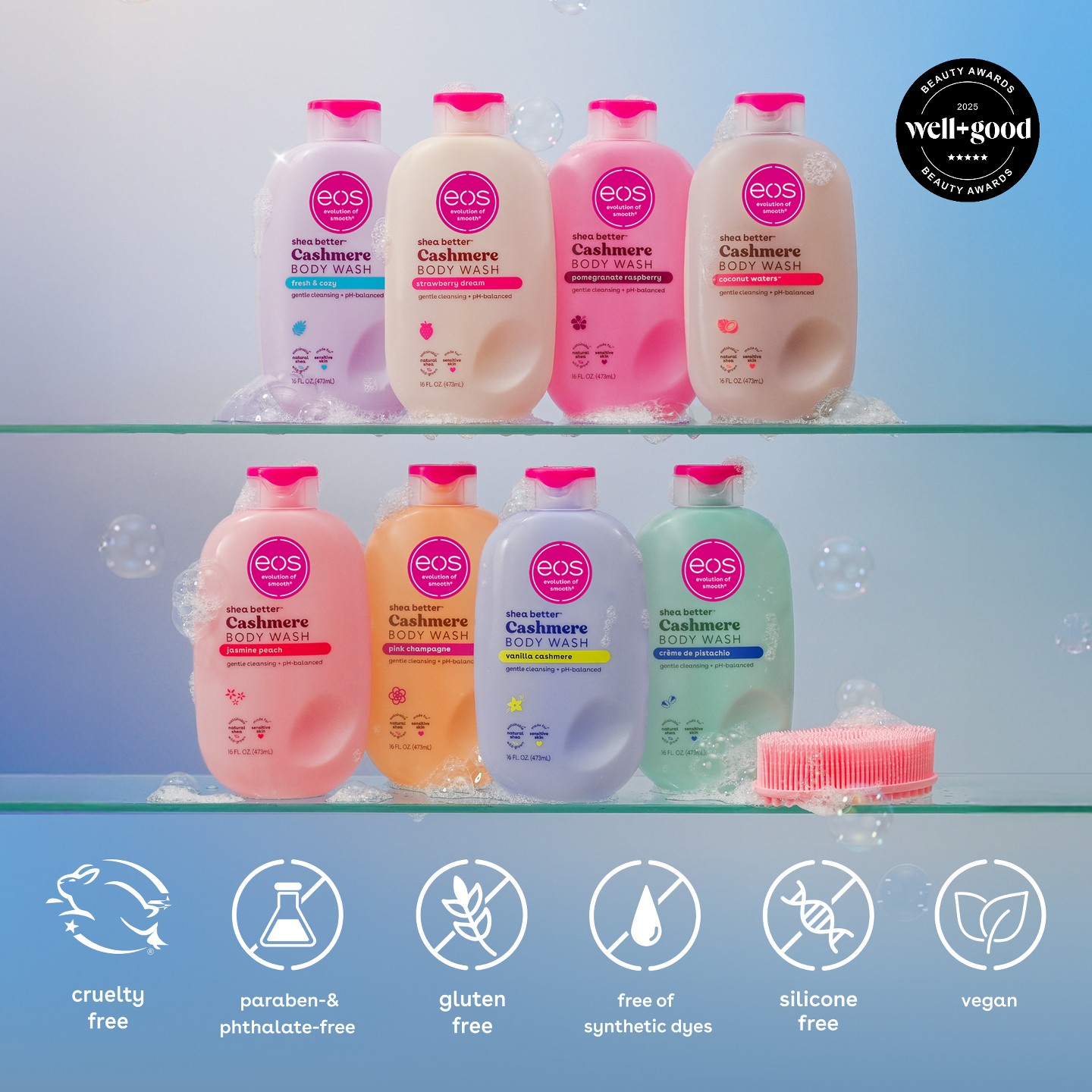 Гель для душа eos Shea Better Cashmere, Pink Champagne, 16 fl oz, цвет: Розовый — фото 8