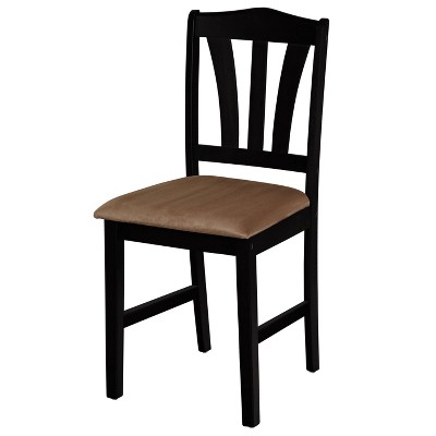 Black Rubberwood 5-Piece Dining Set with Beige Microfiber Seats