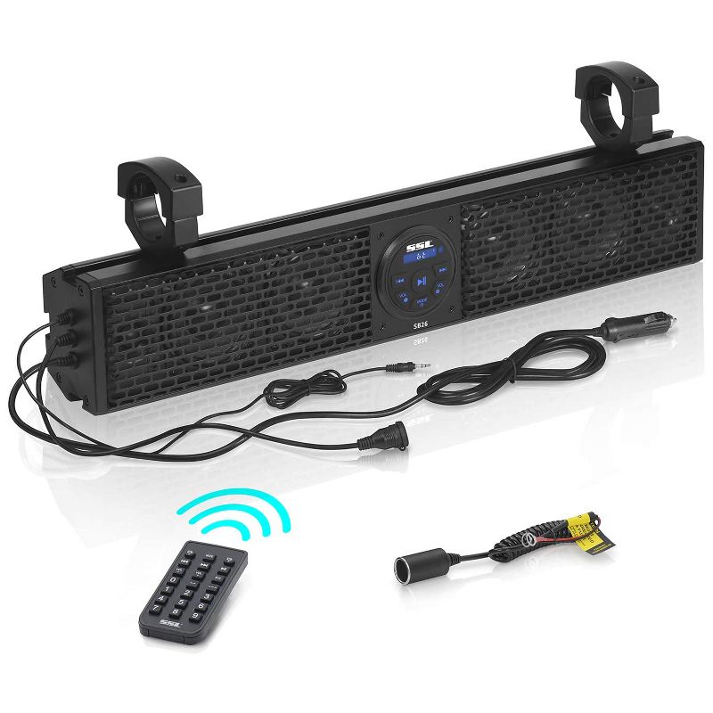 SOUNDSTORM Weatherproof 26 Inch Class A/B Portable Audio System Bluetooth MP3 Smartphone Sound Bar Speaker with Wireless Remote and ATV/UTV Clamps, 1 of 6