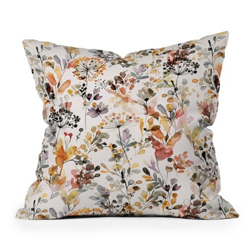 Pillow Decor Rustic Floral Throw Pillow Orange