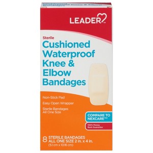 Leader Sterile Cushioned Waterproof Knee & Elbow Bandages 8 ea - 1 of 4