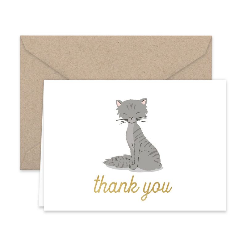 Paper Frenzy Kittens and Kitty Cats Thank You Note Card Collection 25 pack with Kraft Envelopes, 2 of 7