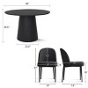 5-Piece Modern Black Dining Table Set, 46" Round Pedestal Table and 4 Upholstered Linen Chairs for Kitchen or Small Spaces-Maison Boucle - 4 of 4