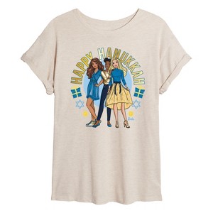 Women's Barbie Winter Holidays Oversized Graphic T-Shirt - Birch - X-Large - 1 of 4