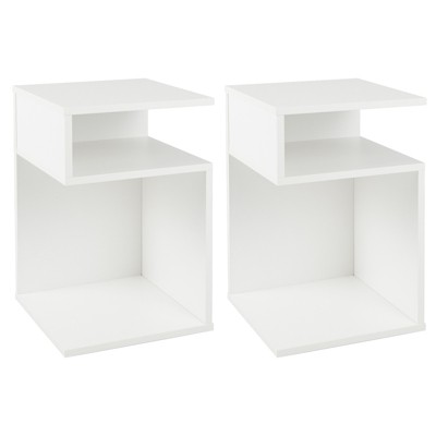 Tangkula 1pc/2pcs S-Shaped Side Table for Small Space Sofa End Table with 2 Open Compartments Modern Nightstand