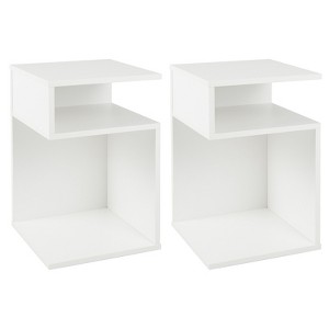 Tangkula 1pc/2pcs S-Shaped Side Table for Small Space Sofa End Table with 2 Open Compartments Modern Nightstand - 1 of 4