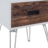 HomeRoots 23" Brown And White Wood And Metal Square End Table With Drawer - 4 of 4