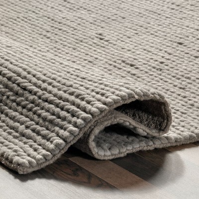 Hand-Tufted Light Grey Wool Blend 8' x 10' Oval Area Rug