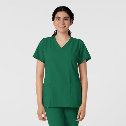 Wink Women's Basic V-neck Scrub Top, Hunter, 4x : Target