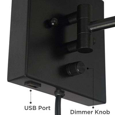 Black Metal Dimmable Swing Arm Wall Lamp Set