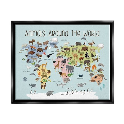Stupell Industries Animals Around The World MapFloater Canvas Wall Art
