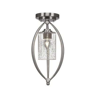 Toltec Lighting Marquise 1 - Light Flush Mount in  Brushed Nickel with 4" Clear Bubble Shade