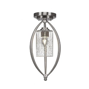 Toltec Lighting Marquise 1 - Light Flush Mount in  Brushed Nickel with 4" Clear Bubble Shade - 1 of 1