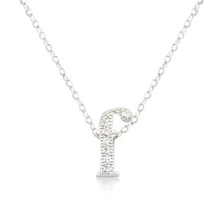 Slickblue 16" Adjustable Rhodium Initial Necklace, Pave Set Cubic Zirconia, Choose from f/v/w/z Letters - 1 of 3