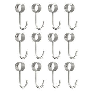 Unique Bargains Stainless Steel Anti-Rust Adjustable Closet Pipe Rod Hooks 12 Pcs - 1 of 3