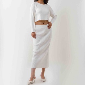 Women's Sweater Set - Stretch Knit Top & Back-Slit Midi Skirt Matching Set Cherie Code - 1 of 4