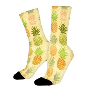 Vivid Colors Watercolor Pineapples Women Printed Crew Socks Funny Funky Socks Soft Polyester Novelty Gifts for Artists Men - 1 of 1
